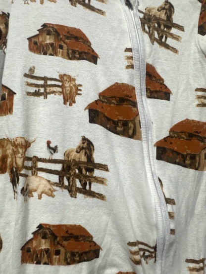 Size 6-9m Milkbarn Farm Print Organic Cotton Footed Sleeper - Good Used Condition