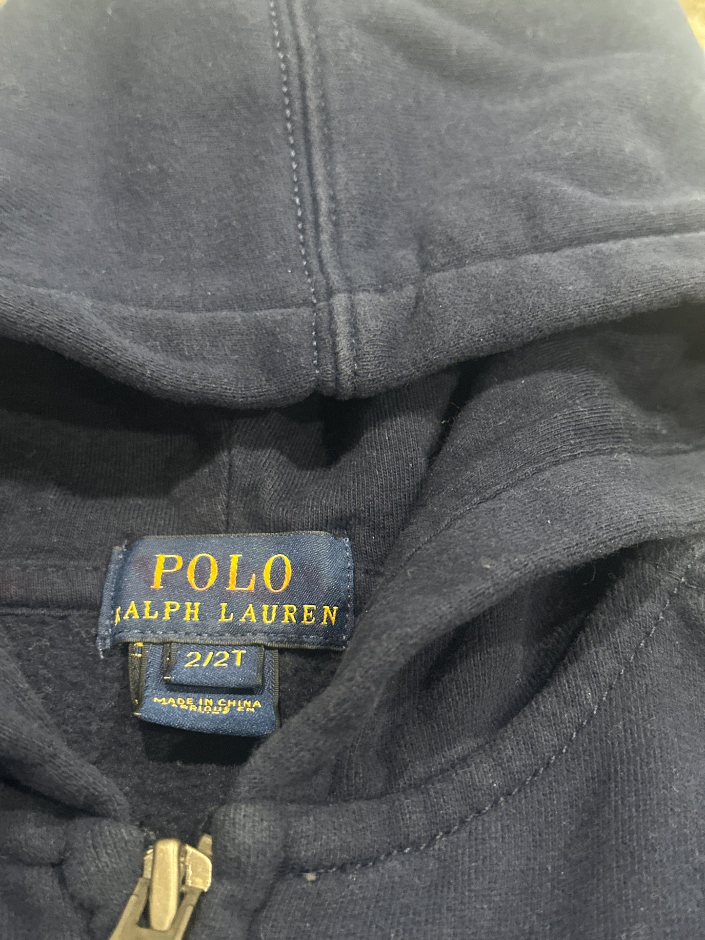 Polo Ralph Lauren Boys 2 / 2T Navy Blue Full Zip Hooded Jacket VGUC