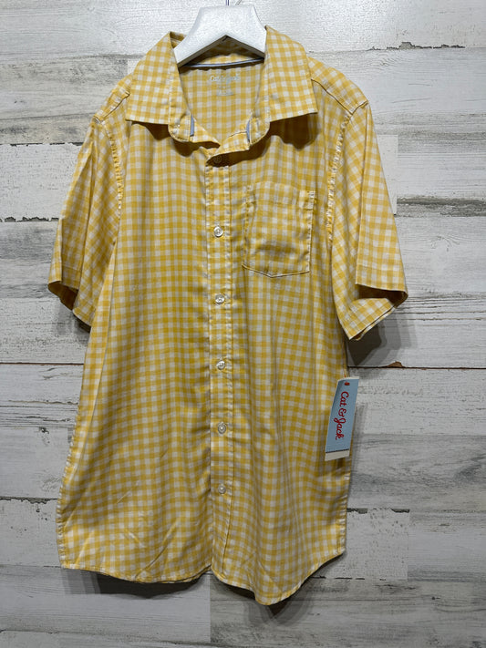 Boys New Size 12-14 (Large) Cat & Jack Yellow Plaid Shirt - New With Tags