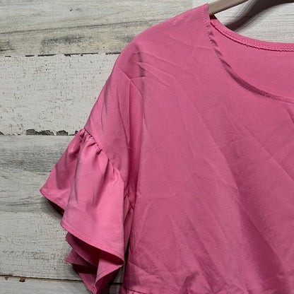 Women's Size Medium Shein Pink Ruffle Shirt - Good Used Condition