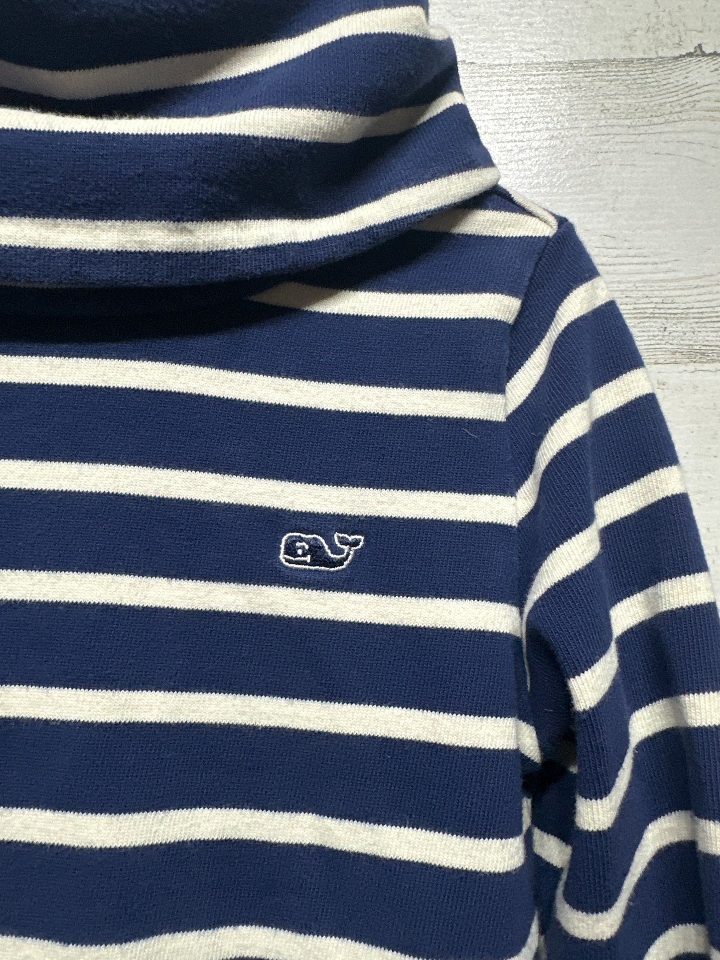 Vineyard Vines Turtle Neck Navy Striped Cotton Dress - Girls Size XS 5-6 - Very Good Used Condition