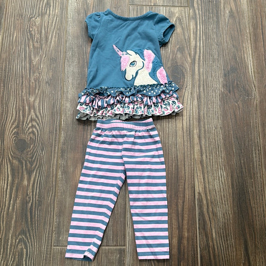 Girls Size 18m Emily Rose Unicorn Applique two piece set - Good Used Condition