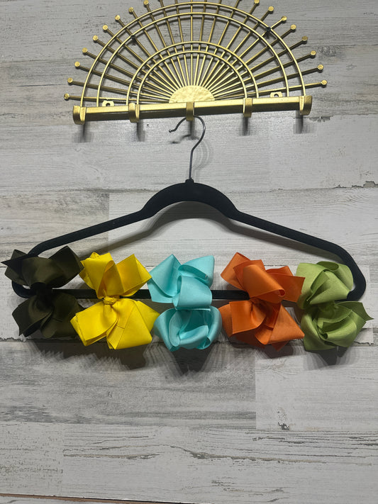 Lot of 5 Medium Sized Hair Bows - Bows on Alligator Clips - Good Used Condition