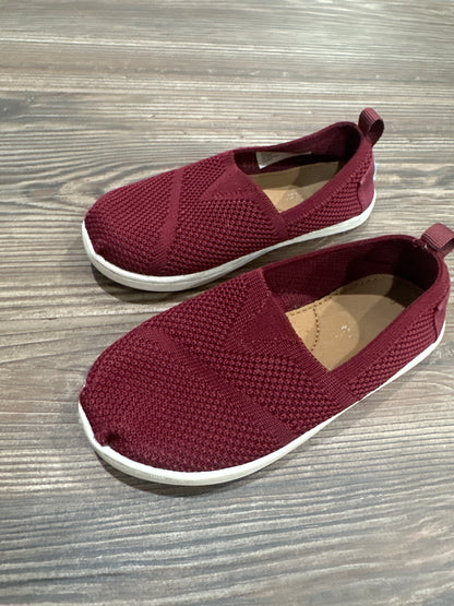 Size 9 Toddler Toms Maroon Slip On Shoes - Very Good Used Condition