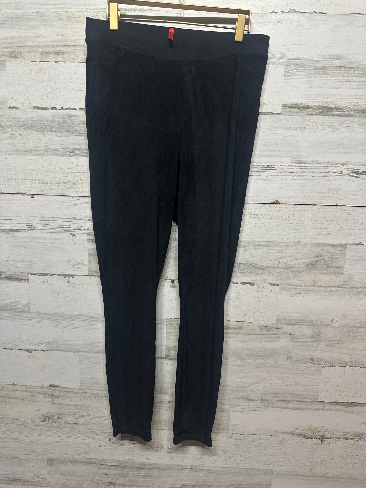 Women's Size Large Spanx Shaping Leggings - Black Faux Suede - Very Good Used Condition