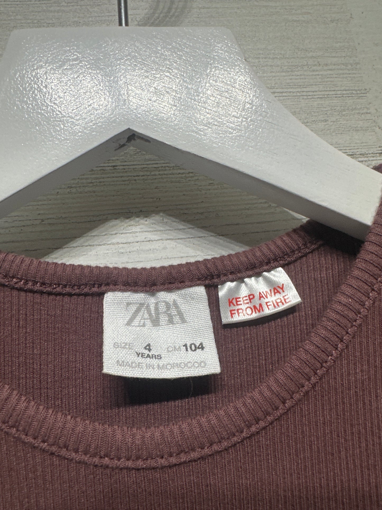 Size 4 (104cm) Zara Chocolate Brown Long Sleeve Dress - Very Good Used Condition