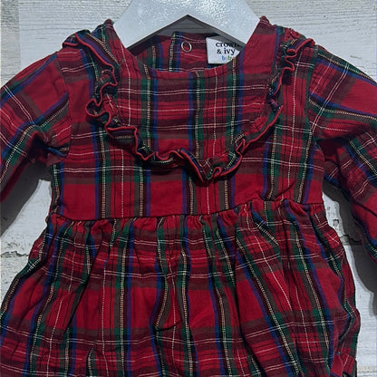 Girls Size 9m Crown and Ivy Baby Red Plaid Tunic - Good Used Condition