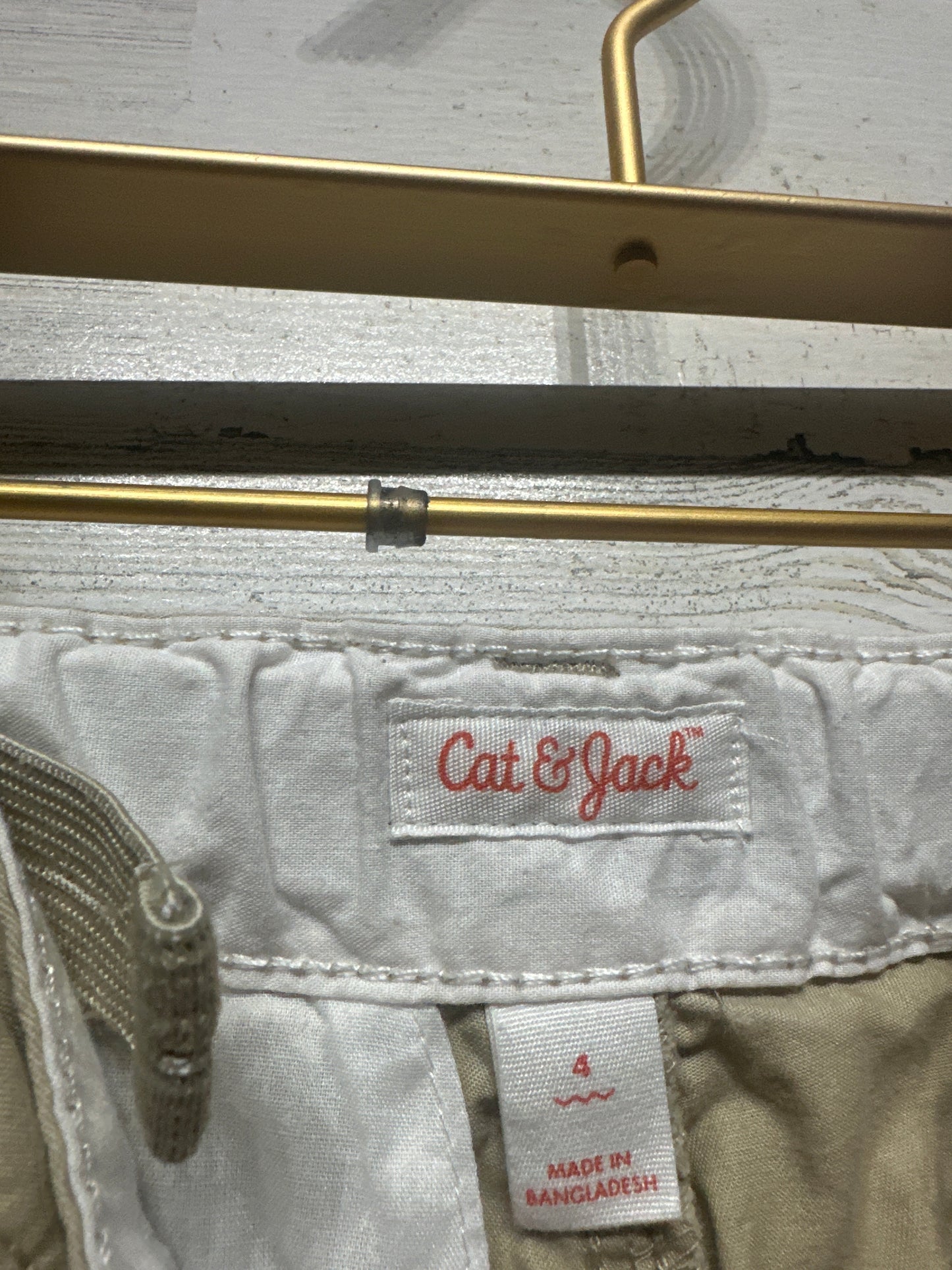 Size 4 Cat and Jack Khaki Adjustable Waist Shorts Lot (2 pair) - Good Used Condition