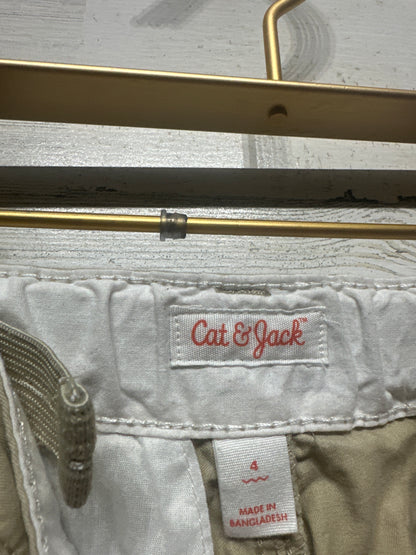 Size 4 Cat and Jack Khaki Adjustable Waist Shorts Lot (2 pair) - Good Used Condition