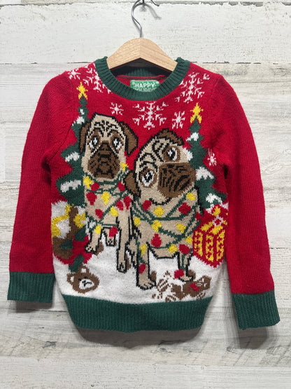 Size 5/6 Happy Holidays Pug Sweater - Good Used Condition