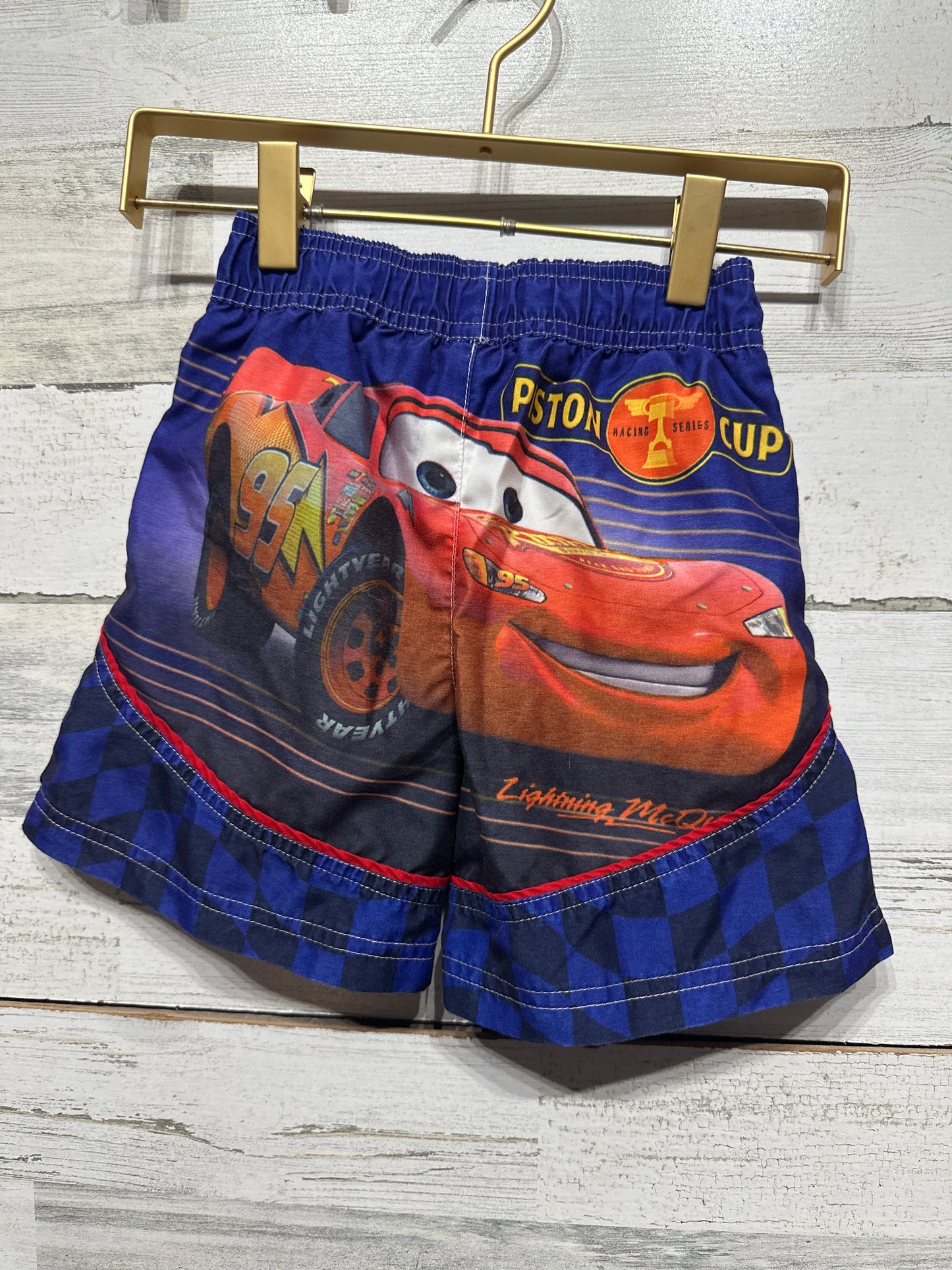 Boys Preowned Size 2t Disney Pixar Cars Lightning Mcqueen Swim Trunks - Good Used Condition