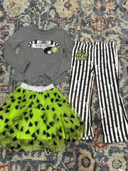 Beetlejuice Girls 4t Outfit Set GUC*