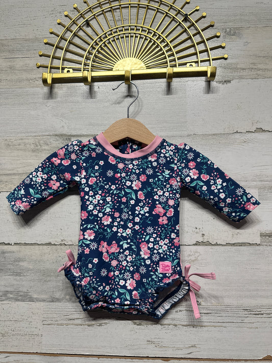 UPF 50+ Ruffle Butts Floral Rashguard One Piece Swimsuit - Girls Size 0-3m - New With Tags