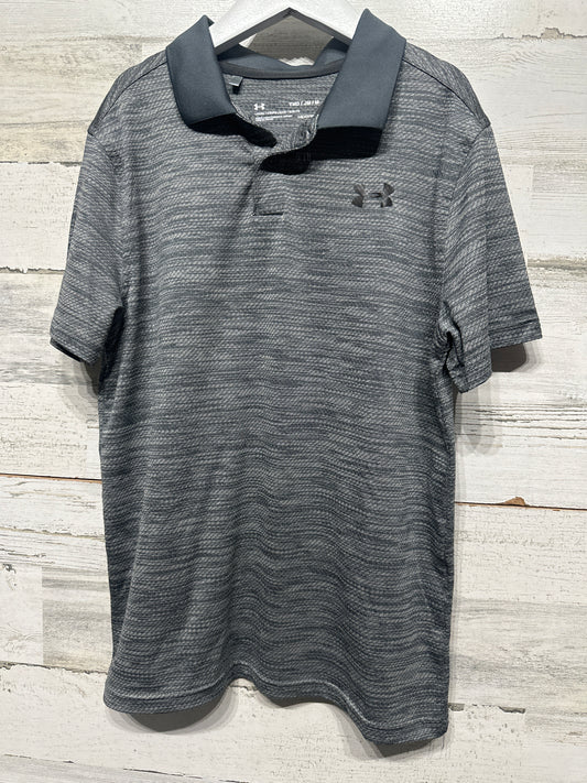 Boys Preowned Size Medium Under Armour Grey Loose Heat Gear Polo Shirt - Very Good Used Condition