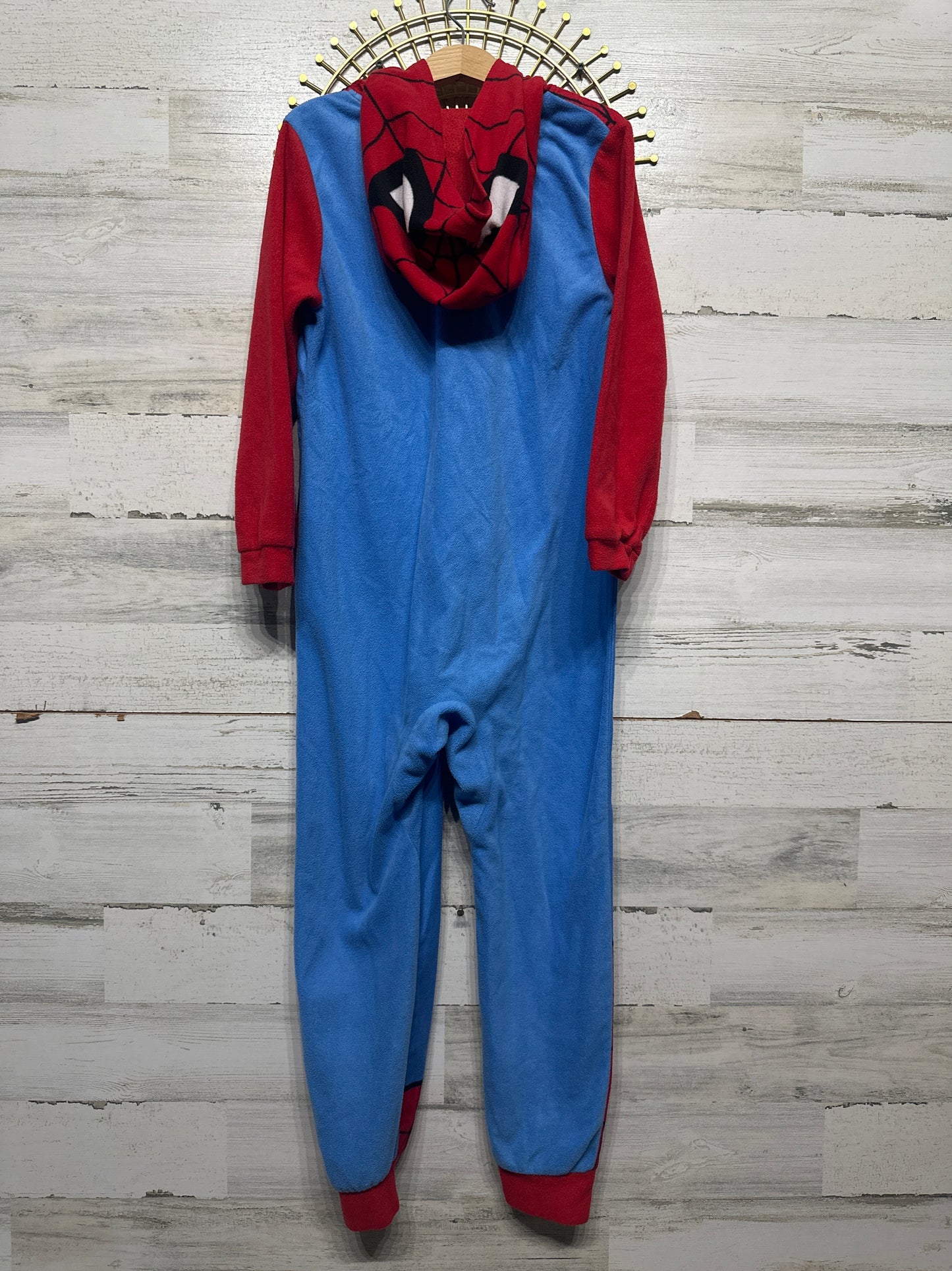 Boys Size 8 Spiderman Hooded Fleece One Piece Zip Up - Good Used Condition