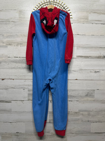 Boys Size 8 Spiderman Hooded Fleece One Piece Zip Up - Good Used Condition