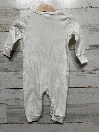 Boys Preowned Size 6-9m Modern Moments White Ribbed Romper - Good Used Condition