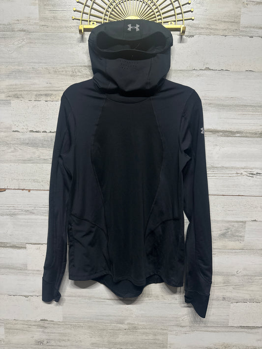 Women's Size Large Under Armour Run Fitted COLDGEAR Black Hoodie with Face Mask - Very Good Used Condition