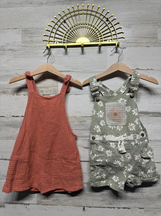 4T Cat & Jack Romper and Size 4 Floral Overalls VGUC