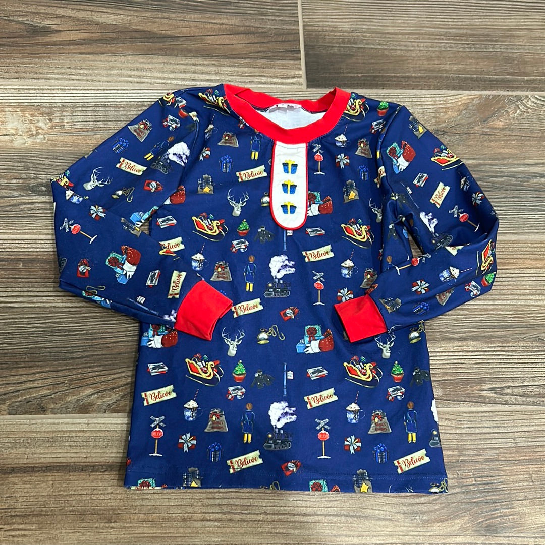 Boys Size 7 Smocked Frocks Polar Express Shirt - Good Used Condition