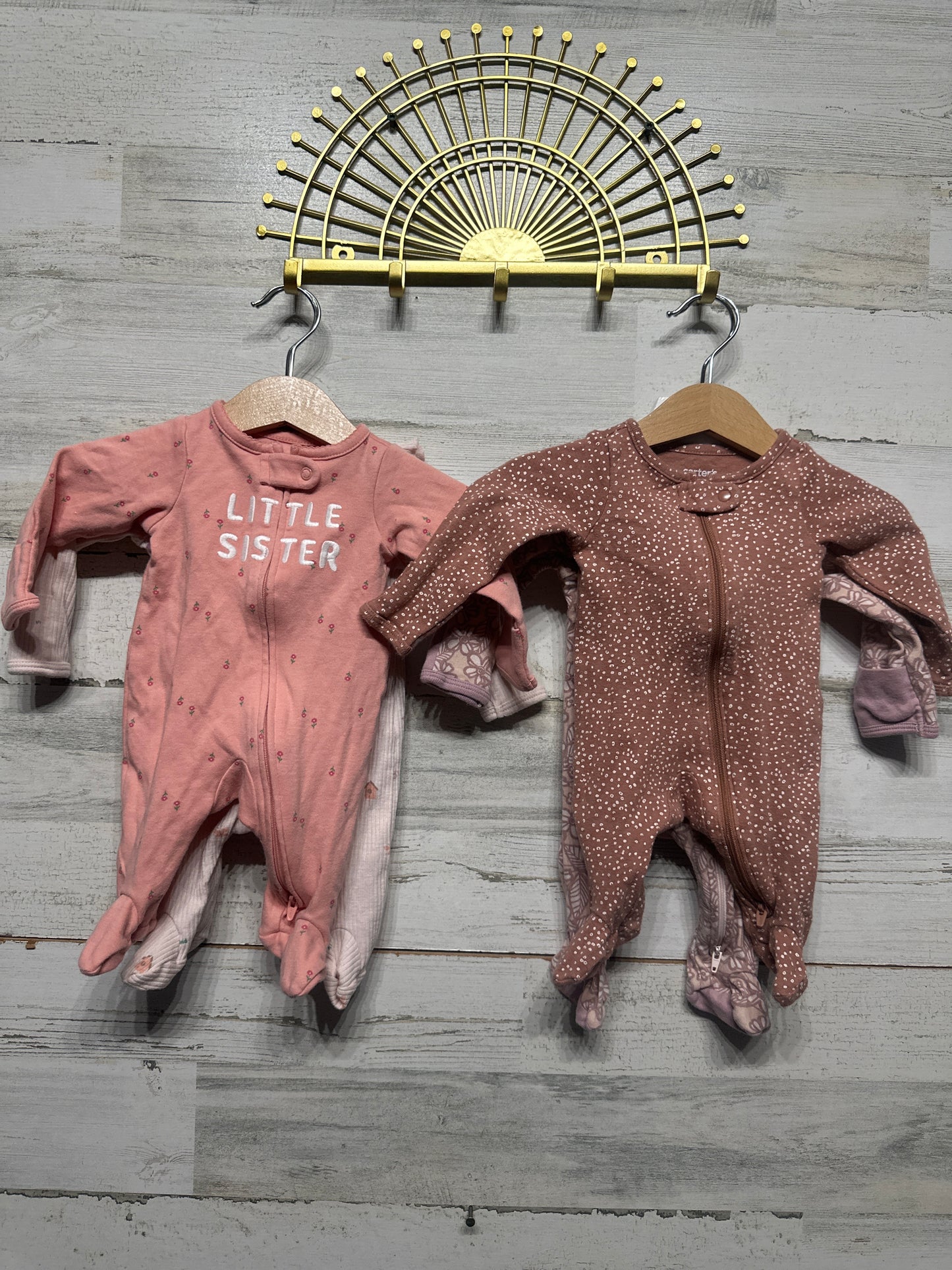 Newborn Girls Footed Sleeper Lot - 4 Pieces - Good Used Condition