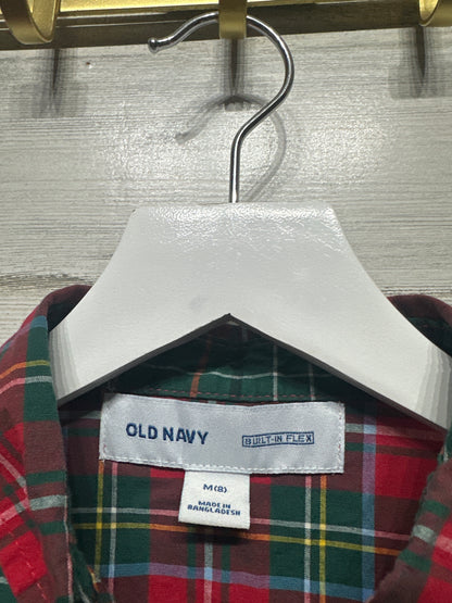 Holiday Plaid Old Navy Built in Flex Button Up Shirt - Boys Size Medium 8 - Very Good Used Condition