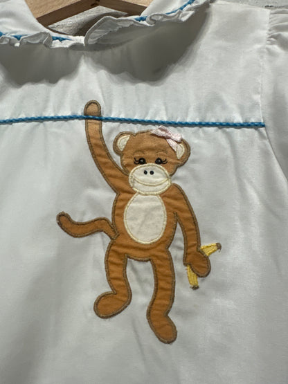 Girls Size 12m ZU Monkey Applique Dress - Good Used Condition