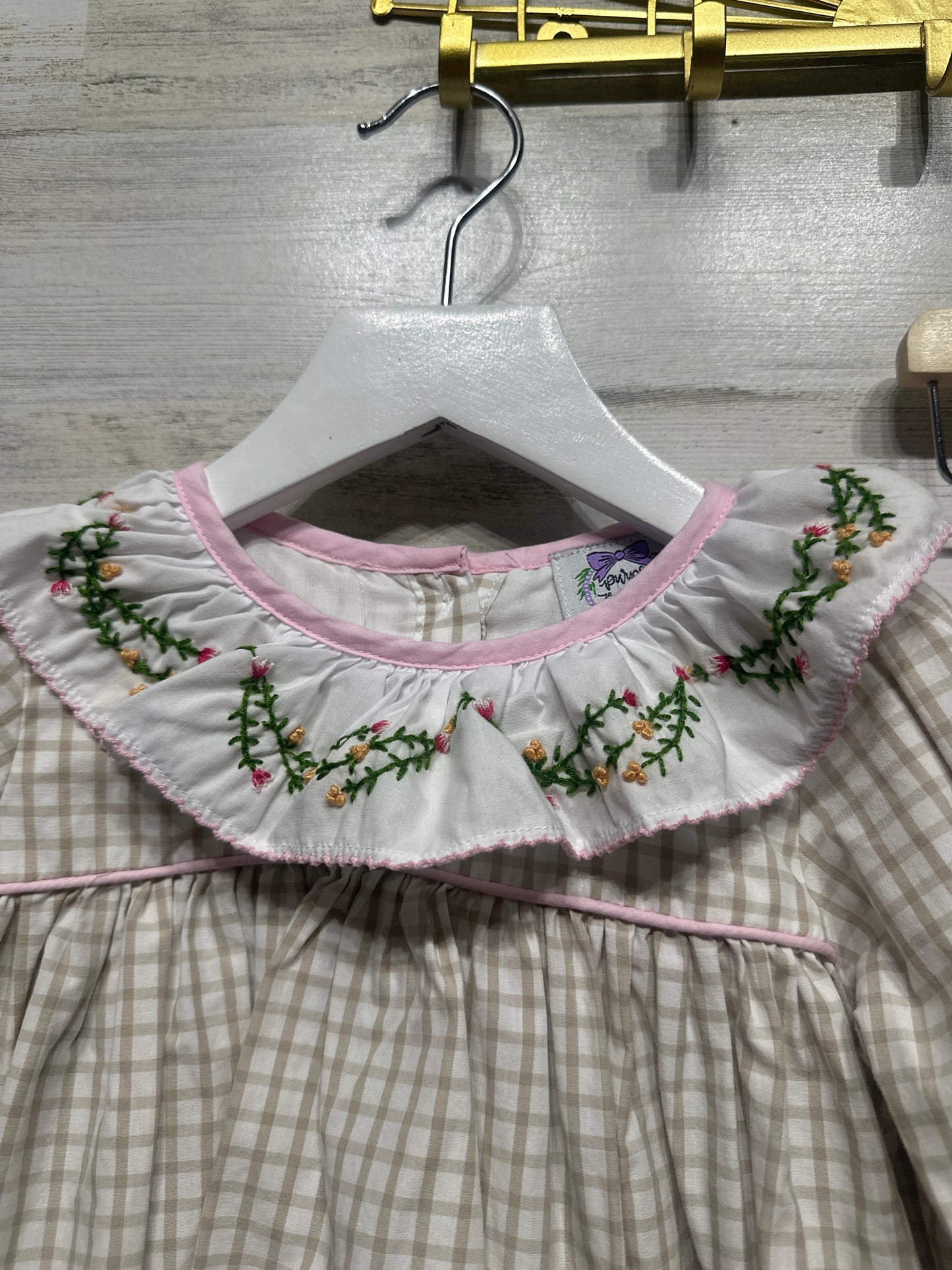 Girls Size 4t Purple Pearl Smocks Floral Embroidered Outfit Set - Play Condition*