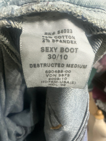 Women's Size 10/30 Gap 1969 Destructed Medium Wash Sexy Boot Jeans - Good Used Condition