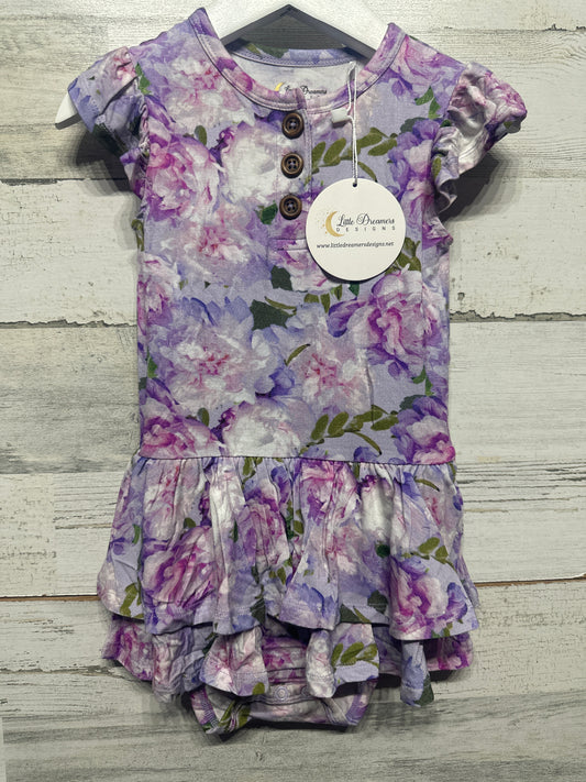 Size 18-24m Little Dreamers Designs Bamboo Violet Twirl Romper - New With Tags