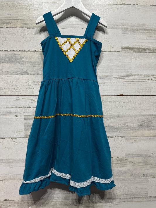 Girls Size 7 Turquoise Dress - Good Used Condition