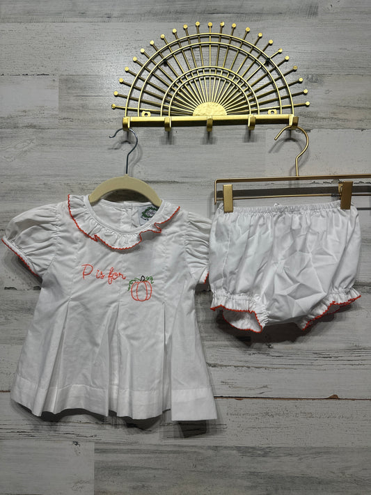Girls Size 3t Smocked Threads by Cecil and Lou Pumpkin Set - Good Used Condition
