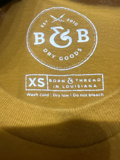 Women's Size XS B&B Dry Goods LSU Tigers Cropped T-Shirt - Good Used Condition