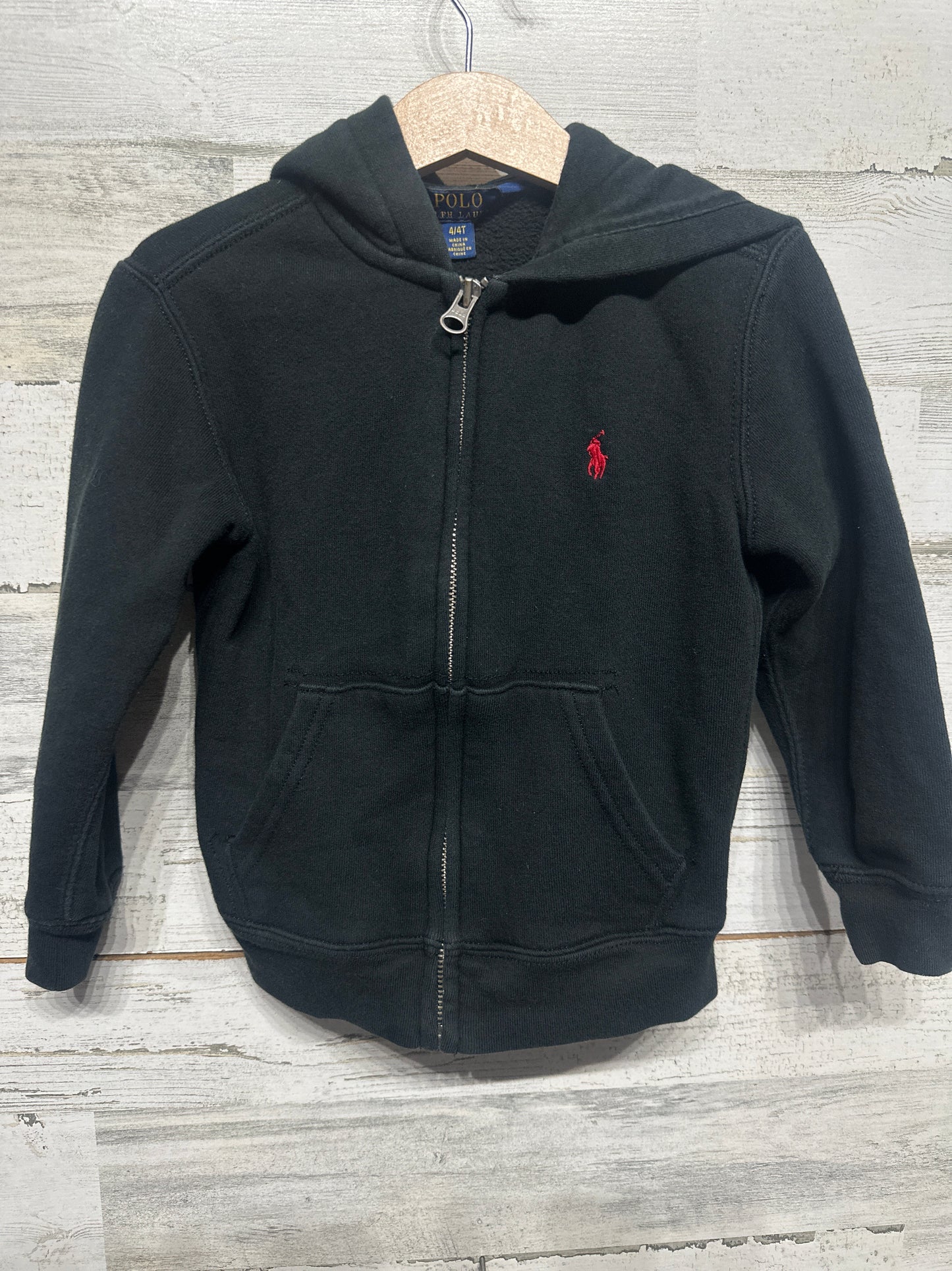 Polo Ralph Lauren Boys 4t / 4 Black Full Zip Red Pony Jacket VGUC