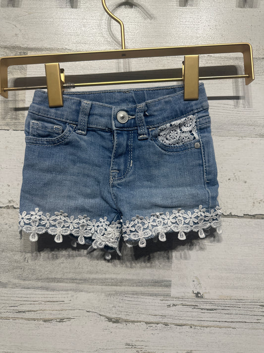 Girls Size 18m Wonder Nation Lace Trim Adjustable Waist Denim Shorts - Very Good Used Condition