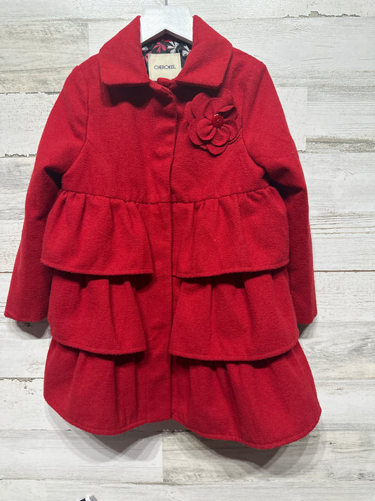 Girls Size 5t Cherokee Red Ruffle Coat - Good Used Condition