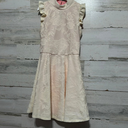 Girls Size 10 Ava and Yelly - peach/cream lace dress - good used condition