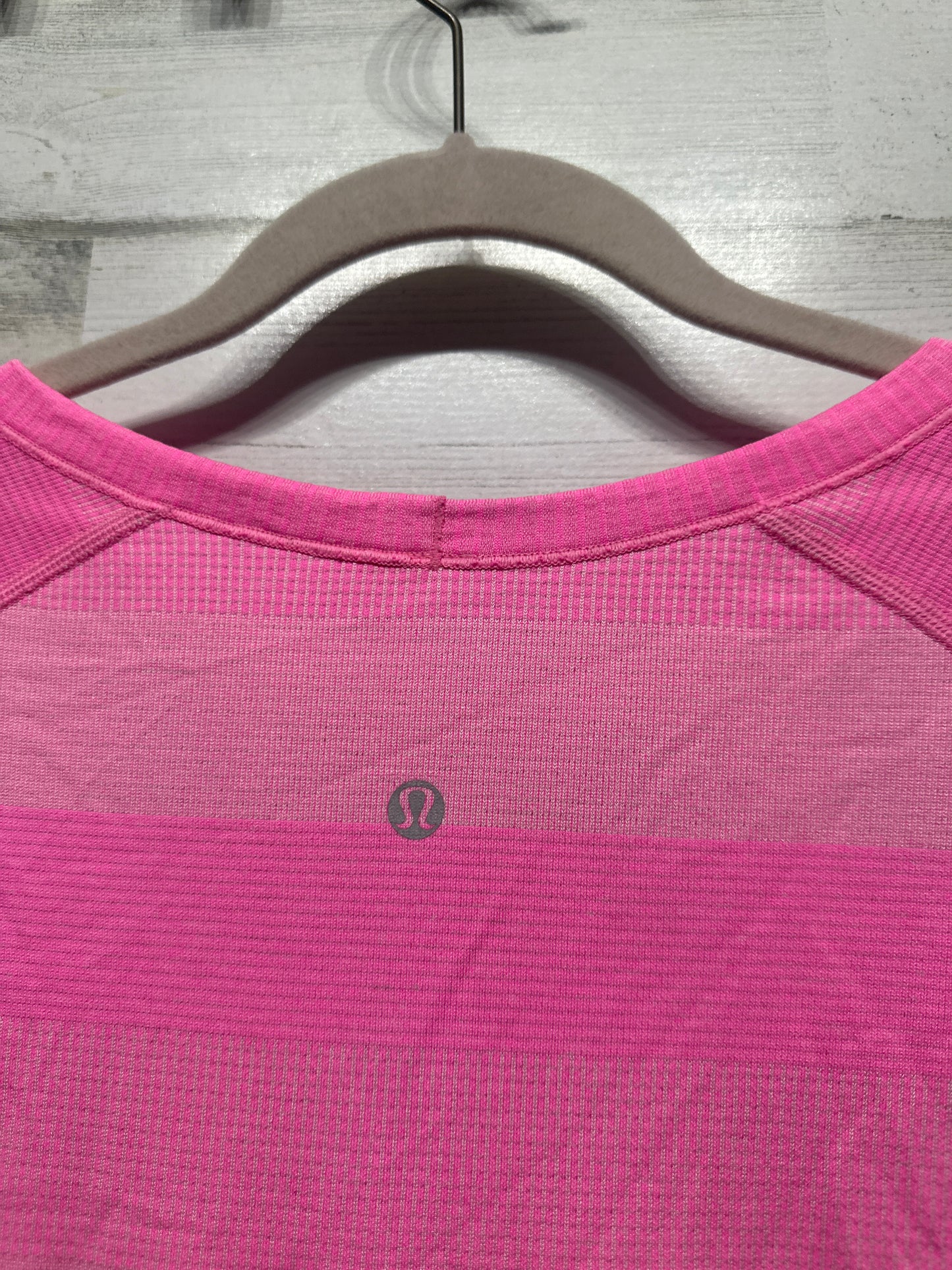 Women's Size 12 Lululemon Pink Striped Swiftly Tech - Good Used Condition