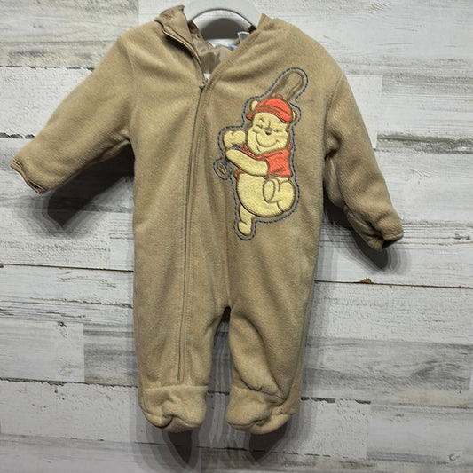 Boys Size 6-9m Disney Baseball Winnie The Pooh Applique Fleece Footie - Good Used Condition