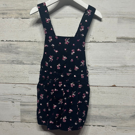 Girls Size 4/5 (XS) Annie Collection Navy Floral Cord Overalls - Very Good Used Condition