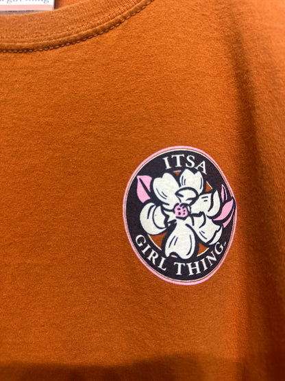 Girls Size Youth Large On Saturdays We Wear Burnt Orange and White Shirt - Very Good Used Condition