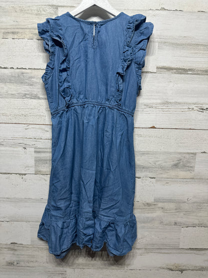 Size 10/12 Large Wonder Nation Chambray Ruffle Dress - Very Good Used Condition