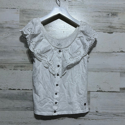 Girls Size 10 Justice white eyelet lace shirt - good used condition