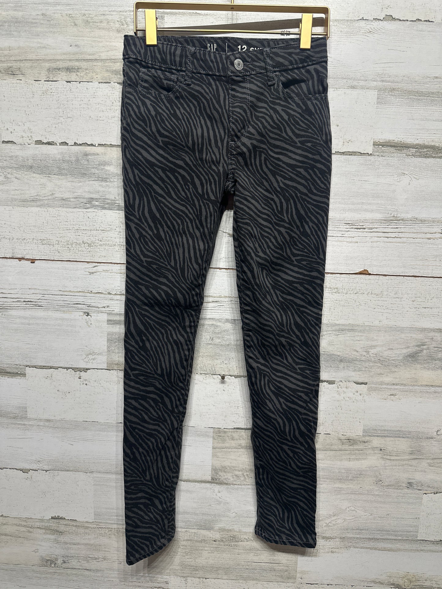 Girls Size 12 Slim Gap Super Skinny Zebra Stripe Jeans With Adjustable Waist - Very Good Used Condition