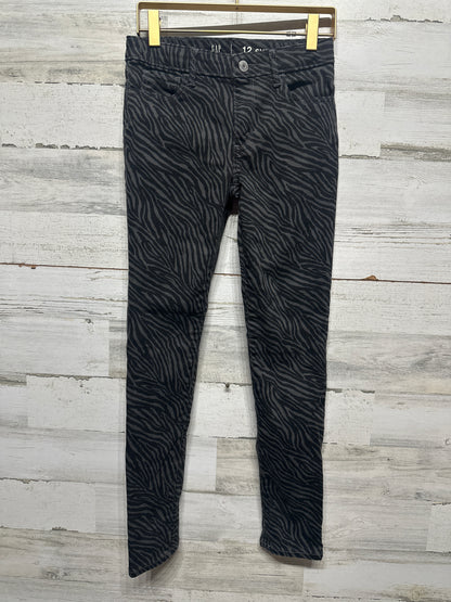 Girls Size 12 Slim Gap Super Skinny Zebra Stripe Jeans With Adjustable Waist - Very Good Used Condition