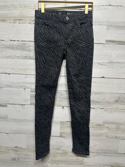 Girls Size 12 Slim Gap Super Skinny Zebra Stripe Jeans With Adjustable Waist - Very Good Used Condition
