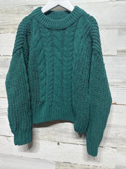 Girls Size 7-8 Medium Green Sweater - Good Used Condition