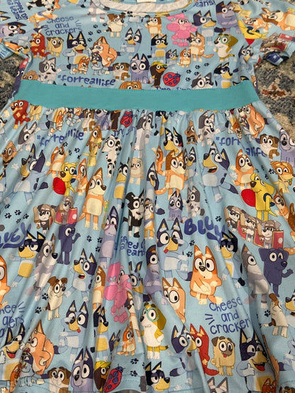 Bluey Dress Girls Size 5-6 VGUC