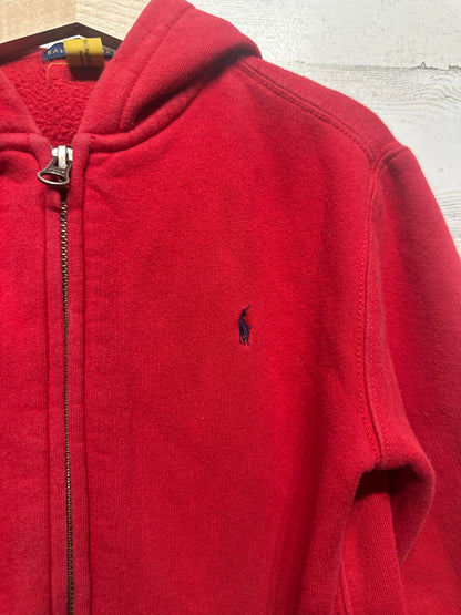 Boys Size 7 Polo Ralph Lauren Red Hooded Jacket - Good Used Condition