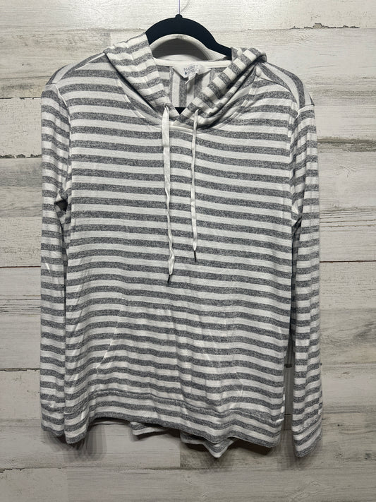 Women’s Medium Market & Spruce Soft Grey Striped Lightweight Hoodie - Very Good Used Condition